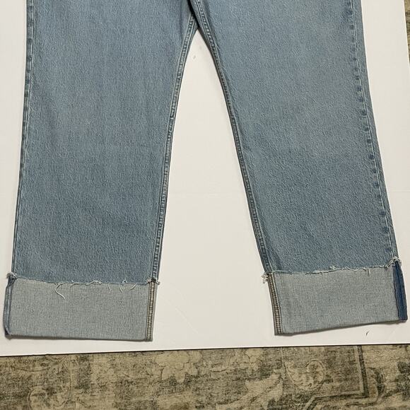 Abercrombie & Fitch The 90s Relaxed Jeans Plus Size 37/24L Light Wash Cuffed NEW - Picture 4 of 11